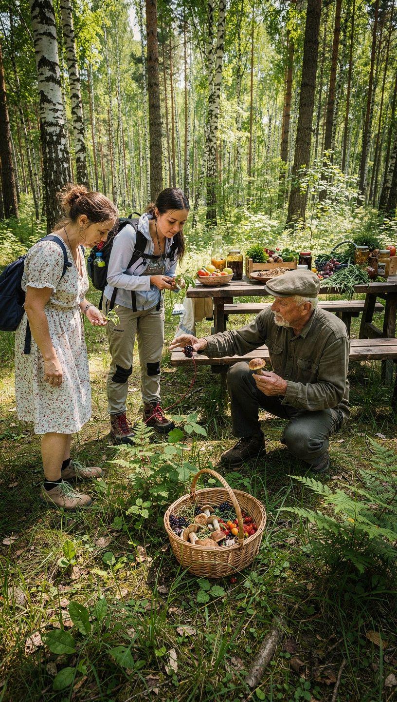 Scenic view of a traditional European farm surrounded by lush fields and natural landscapes, highlighting sustainable agritourism practices.